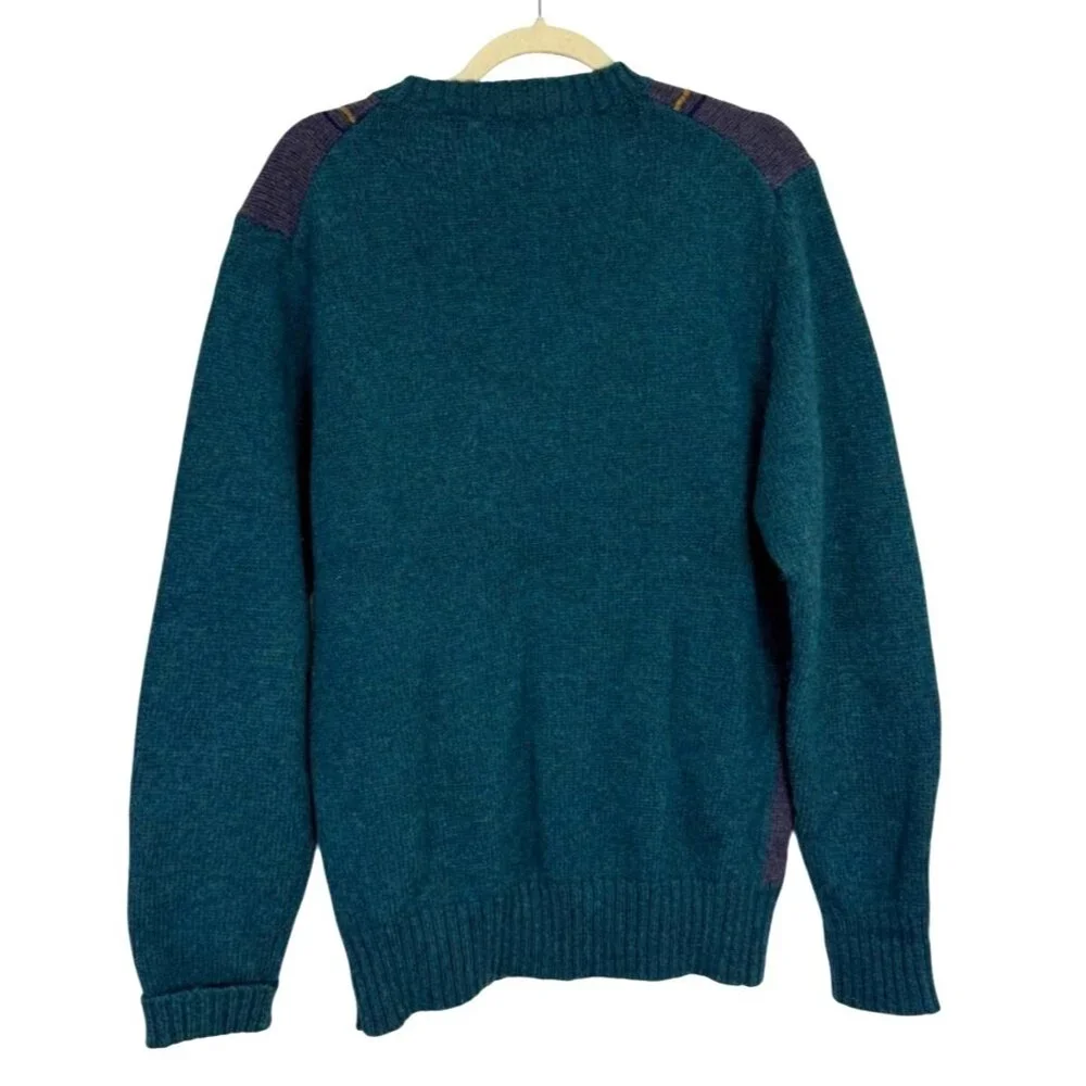 Vintage Puritan Moorings Mens Size L Wool Sweater Plaid Green Red Blue Grandpa - Picture 2 of 6